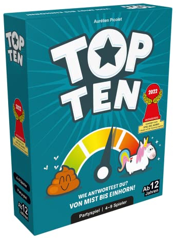 Cocktail Games, Top Ten, Partyspiel, Nominiert zum Spiel des Jahres 2022, 4-9 Spieler, Ab 12+ Jahren, 30 Minuten, Deutsch, Mehrfarbig, Bunt