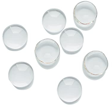 Julie Wang 218pcs 12mm Transparent Glass Cabochons Clear Round Flat Back Dome Tile Cabochon Covers for Cameo Photo Pendant Jewelry Making 12x12x4mm