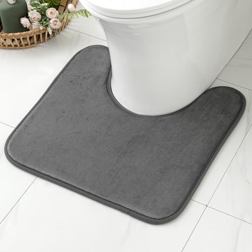 MIULEE WC Teppich Badematte Memoryschaum Badezimmerteppich Schwarz 45x45cm | Rutschfeste Badteppich Wasserabsorbierend Badvorleger Schnelltrocknend Waschbar Duschvorleger für Toilette