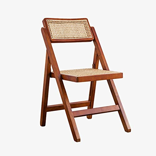 Klappstuhl Outdoor Home Office Garden Dining Chairs 48 X 50 X 80cm, Wiener Geflecht Rattan Klappstuhl, Gartenstuhl Hochlehner Klappstuhl Bis 150 Kg, Balkonmöbel Holz Klappstuhl ( Color : Brown )