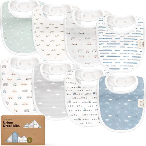 KeaBabies 8-Pack Bio Lätzchen Baby für Jungen, Mädchen (Vessels)
