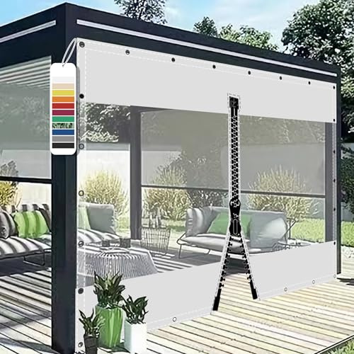 AMXFS Telone di copertura trasparente con occhielli, impermeabile, 0,55 mm, in PVC, 530 g/m², resistente alle intemperie, per gazebo, balcone, mobili da giardino, 2 x 2,2 m