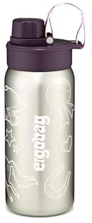 ergobag Edelstahl Trinkflasche Lila | 500 ml Fassungsvermögen mit verschiedenen Motiven für Kinder, auslaufsicher und leicht zu reinigen