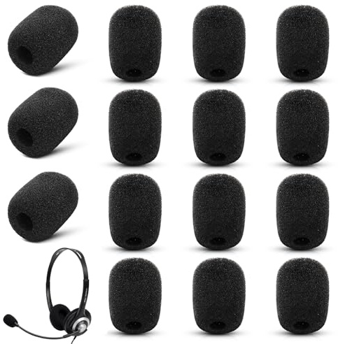 Thinp 15 Pcs Mini Microphone Covers Foam,Microphone Windscreen Microphone Cover Headset Microphone Covers High Density Foam Mic Covers for Microphones of Lavalier and Lapel Headset Mic Noise Reduction