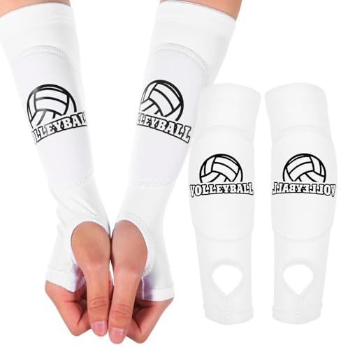 JIEYAO 1 par volleybollarmskydd, underarmsskydd med halkskydd skyddskuddar och tumhål, elastisk volleyboll, armmanschetter, underarmsskydd, armärmar, tillbehör för armskydd, ungdomar barn