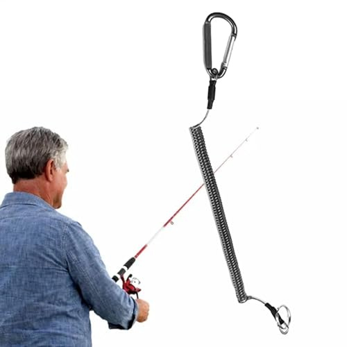 Canne à pêche, lanière enroulée, mousqueton en fil d'acier rétractable, outil de corde, rétractable, pour pêche à la mouche