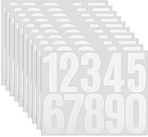 12 Sheets/120PCS Number Stickers, 3.15 Self Adhesive Stick on Numbers Waterproof Mailbox Numbers for Outside Door Bin Number Decals for Address on House, Home, Trash Can, Door, Sign (White)