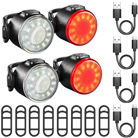 VEGOATY 4 Stück Kinderwagen Licht: USB Aufladbar Helles Licht, Kinderwagen Beleuchtung Kinderwagenlichter LED mit weißem rotem Licht, Licht Kinderwagen Zubehör für Alle Kinderwagen