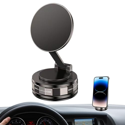 Genikeer Soporte Magnético De Succión para Teléfono - Soporte Magnético de Vacío para Móvil | Soporte de Coche Plegable 360° Rotativo para Mayoría de Smartphones en Salpicadero y Parabrisas