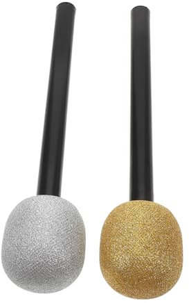 Milisten 2 Pièces Faux Microphone Brillant Plastique Accessoires de Fête pour Halloween Bar et Mascarade de Scène pour Animations et Activités Sociales