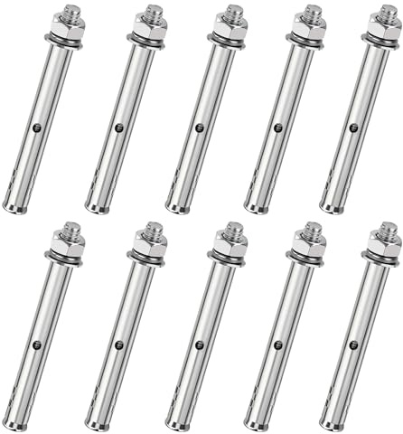 Songella Tornillos de Expansión Pernos de Anclaje Hexagonales M10*80mm Tornillo de Expansión de Acero Inoxidable para Decoración de Interiores 10 Piezas
