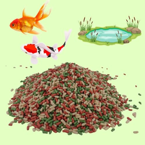 Premium Teich-Sticks bunt 3 kg Sack (ca. 35 L) - 4 mm schwimmend für Teichfische, Goldfische & Kois von SAHAWA, für dem Gartenteich, Sticks 3-farbig