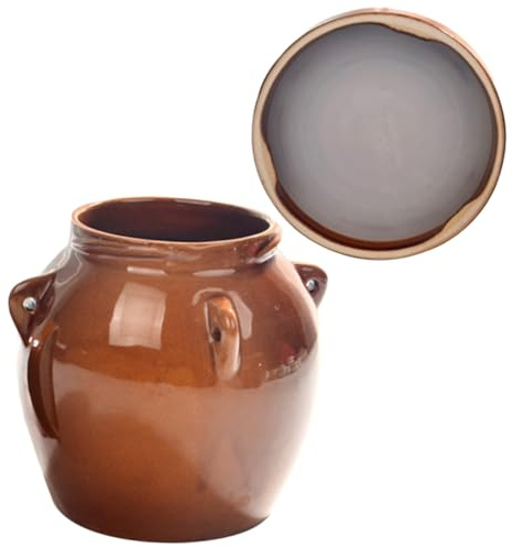 LALADEFIEE Ceramic Pickle Jar Large Sealed Traditional Honey Storage Container for Pickled Vegetables Dried Fruit Jam and Kitchen Pantry Multipurpose Grain Spice Holder Vintage Style