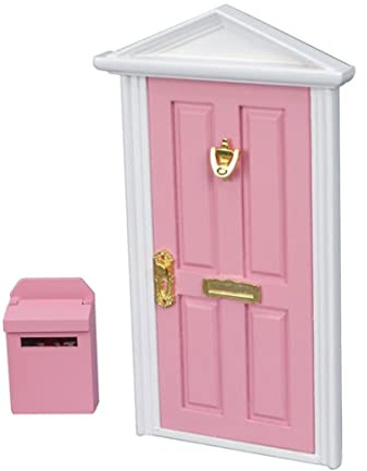 Porte de Maison de poupée et Mini boîte aux Lettres 1:12 échelle en Bois Maison poupée Meubles Porte Meubles Miniatures décorations boîte aux Lettres pour Bricolage scène Style 3