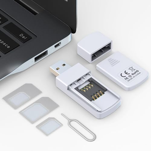USB SIM Card Reader - Sim Card Adapter Kit with Eject Pin - Micro/Nano/Standard Sim Card Readers - USB to S im Card Adapter Edit and Read Messages/Contacts - Plug & Play for Windows/MacOS 11.1