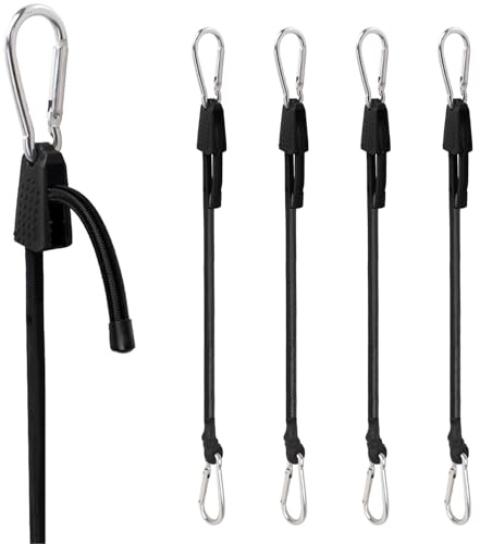4 Pcs Bungee Cords with Hooks/Carabiner Clips (39 in) Black | Bungee Cords with Carabiner Clips, Durable and Stretchable Bungee Straps for Camping Bike Cargo Outdoor