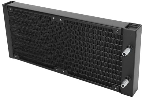 Fabater Vattenkylning Radiator 12 Pipe 1bar Trycktest Aluminiumlegering Värmeväxlare för Stationär PC Dator DIY 6-7mm ID Slang (Svart)