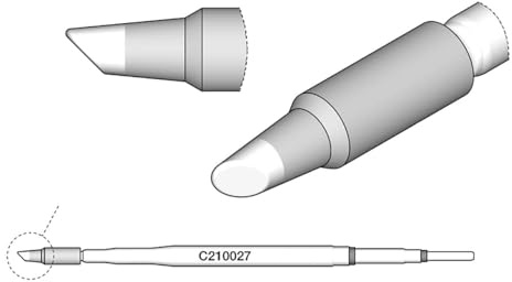 JBC Lötspitze Serie C210, Rundform, C210027/Ø 1,5 mm, abgeschrägt C210027 (Lötkartusche Lötpatrone Loetspitze Loetkartusche Loetpatrone T210-A AD2210 2210 C210)