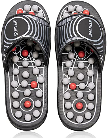 BYRIVER Reflexology Foot Massager Tools, Massage Slippers Sandals Shoes for Men Women, Foot Massager for Circulation Neuropathy Pain Relief, Gifts for Men Women(02S)