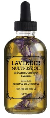 BEAUTE DE PROVENCE Lavender Multi-Use Oil for Face, Body and Hair - Organic Blend of Apricot, Vitamin E, Fractionated Coconut and Sweet Almond Oil Moisturizer for Dry Skin, Scalp and Nails - 4 Fl Oz