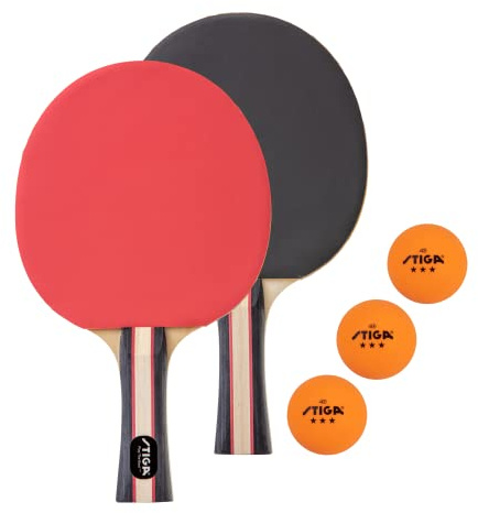 STIGA Performance - Juego de Ping Pong para 2 Jugadores, 2 Raquetas de Tenis de Mesa, 3 – 3 Bolas Naranjas de Estrellas Incluidas