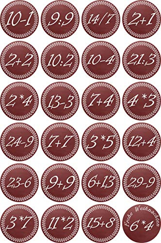 Aufkleber - Weihnachten Zahlen 1-24 - Rechenaufgaben - 40mm rot - Label - Sticker - Weihnachtskalender Weihnachten Advent zum Aufkleben Geschenke Karten