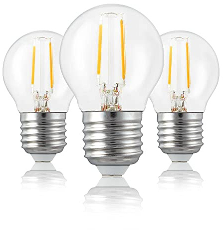 Hellum 209105 Lot de 3 ampoules LED E27 avec 2,5 W en remplacement d'une ampoule de 25 W, mini globe 250 lm 2700 K E27 vintage blanc chaud Blanc chaud