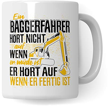Pagma Druck Baggerfahrer Tasse, Bagger Geschenk Becher, Geschenkidee Baumaschinen Baggerführer Radladerfahrer, Kaffeetasse Baumaschinenführer Baumaschinist Kaffeebecher