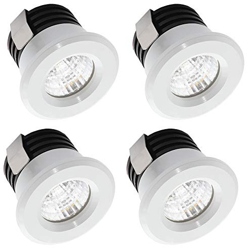 Yangtek 4 x Mini spots LED encastrés 3W Blanc Chaud, Mini Spot LED pour Vitrine Station Intérieur Éclairage Plaque de plâtre Incl.Seperated Transformateur