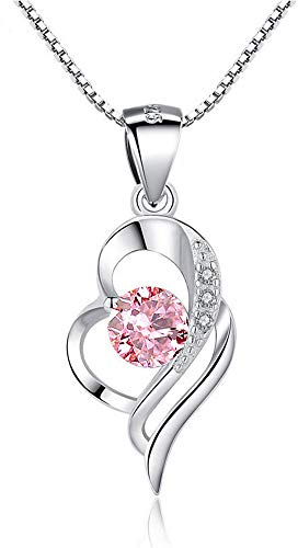Kamise Schmuck Set Silber, 925 Sterling Silber Kette & Hängend Ohrringe | Herz, Zirkonia, Hypoallergen, Schlafen, Geburtstag Valentinstag, für Frauen Freundin, Schmuck, Geschenk, Romantic, 45cm
