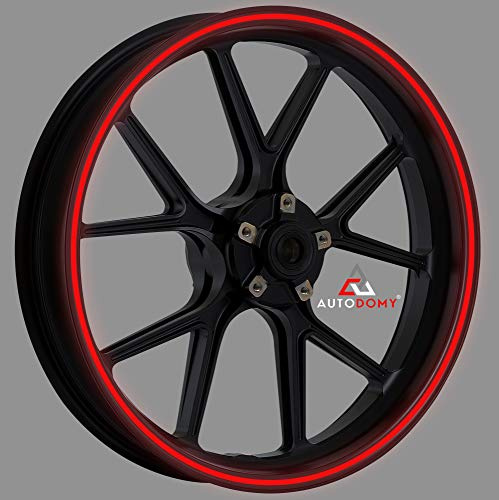 Autodomy Felgenrandaufkleber Reflektierend Komplettset für 2 Räder von 15 bis 19 Zoll Sport Design | Felgen Aufkleber Motorrad Tuning (Reflektierendes Rot, Breite 7 mm)