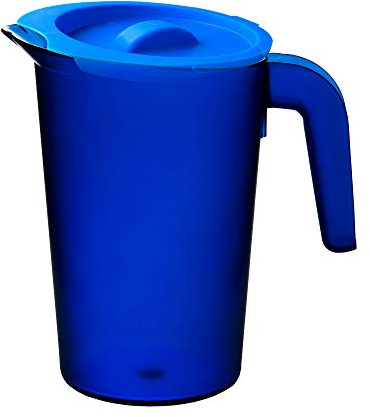 Roltex 1L Frosted Blue Jug and Blue Lid Reusable Polycarbonate Plastic Virtually Unbreakable