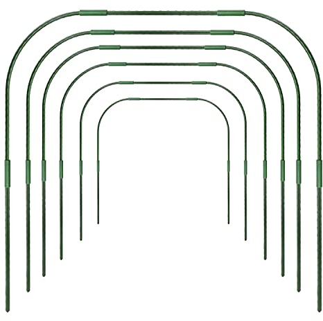 MISNODE Juego de 6 aros de invernadero de óxido – túnel de cultivo libre de óxido, estacas de jardín, casas de jardinería, marco de soporte de túnel con revestimiento de plástico, túnel de cultivo