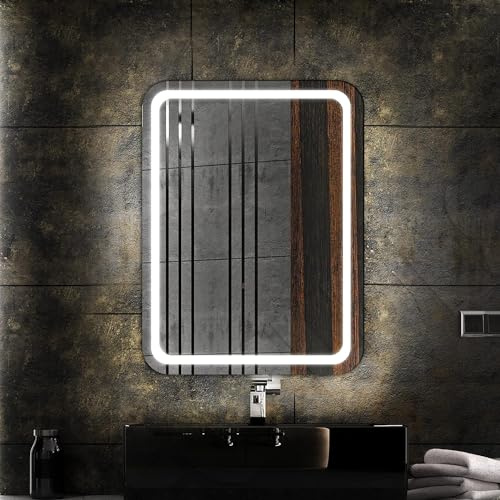 LEDTWIX - Badspiegel mit Beleuchtung 50x60 cm I Badezimmerspiegel mit Beleuchtung I Spiegel Bad I Bad Spiegel mit Licht - Lampe zirka 4000K