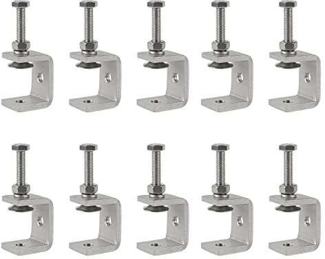 EXLECO 10er C Klemme Edelstahl C Zwingen Schraubklemme Trägerklemme Fixierzange Tischklemme Trägerklammer Befestigungs Klemme für Holzarbeiten Schweißen Tischlerei 0-25mm Einstellbar Kieferöffnungen