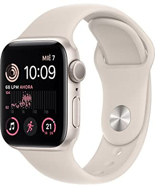 Apple Watch SE (2.ª Gen) (GPS, 40mm) Caja de Aluminio en Blanco Estrella con Correa Deportiva Blanco Estrella, Talla única (Reacondicionado)