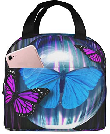 XVBCDFG Bolsa de almuerzo de mariposa para oficina al aire libre, papel de aluminio portátil, aislamiento grueso y bolsa Bento para mantener fresco