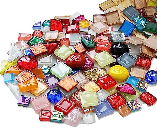 1.1 libbre Pietre del mosaico per i mestieri, pietre di Muggle per i mestieri creativi, mini pietre macchiate della decorazione di vetro per l'esterno,Miscela