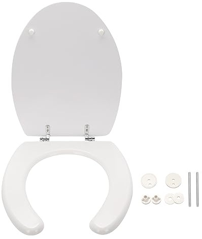 A2ZWORLD Sedile WC Per Disabile, Tavoletta Coperchio per WC, Copriwater Per Disabile Universale, Materiale In Legno, Dimensione 445X375mm, Colore Bianco