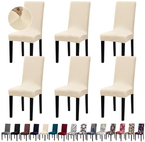 Fafua Chair Covers, Stretch Kitchen Dining Room Chair Covers Set of 6, Removable Washable Dining Chair Slipcovers for Home, Hotel, Banquet