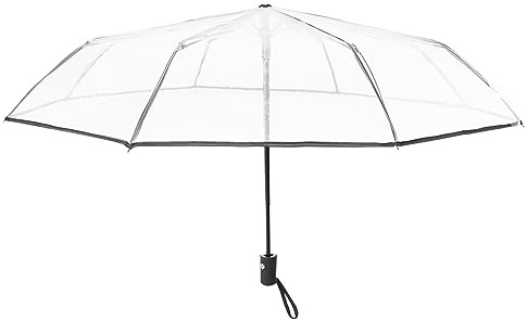 Raucilpy Sombrilla Paraguas Transparente Automático Lluvia Mujeres Hombres Soles Lluvia Coche Compacto Plegable A Prueba De Viento Estilo Claro, Negro