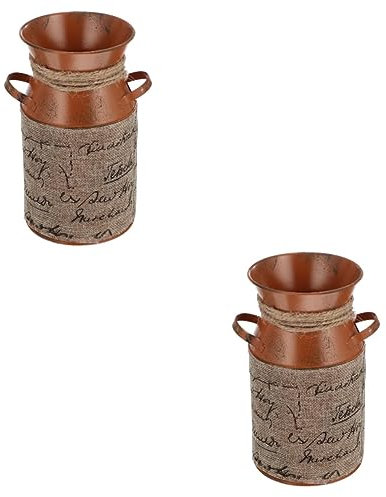 BESPORTBLE Wohnkultur 2 STK Zinnbrunnen Blumendekor Rustikaler Übertopf Rustikale Milchkannen Vintage- Bauernkrugvase Vintage Vase Aus Metall Eisen Deko Tasche Persönlichkeit