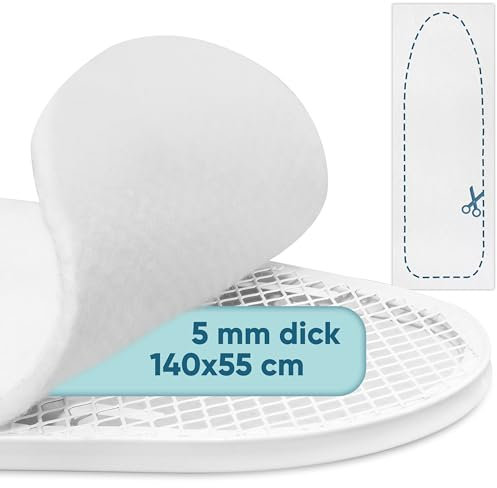 Imbottitura per asse da stiro Villkin spessa 5 mm e tagliabile a misura - Imbottitura di alta qualità in Moleton per una stiratura senza pieghe - Adatta a tutte le assi da stiro