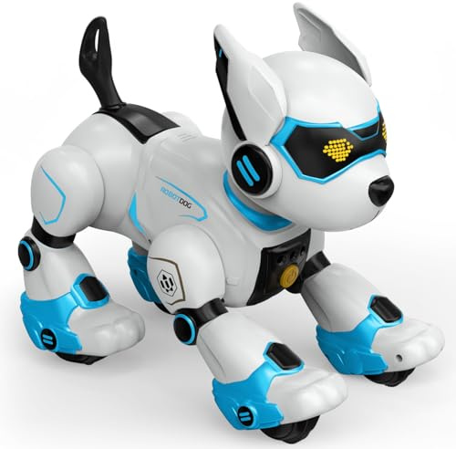 PRANITE Roboter Hund, Programmierbarer Roboterhund Kinder Ferngesteuerter Spielzeug, Wiederaufladbar, Tierimitation, Sprachsteuerung, Gestensteuerung, Musik, Tanz, für Jungen Mädchen