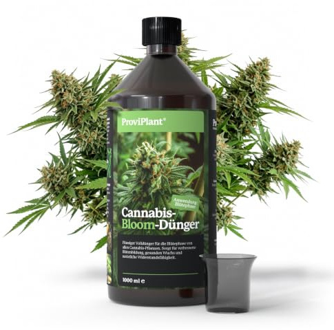 ProviPlant Cannabis Bloom Flüssigdünger – Blütendünger für die Blütephase – 1 Liter Spezialdünger für bis zu 200 Liter Gießwasser – Indoor & Outdoor – Made in Germany