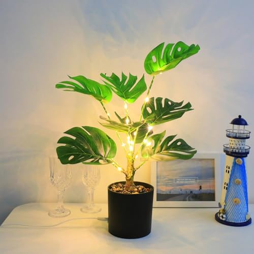 Tuzsocr LED Lichterbaum Palme, Tischdeko, Warmweiß, USB-betrieben, Stil 7 | Funkelndes LED-Licht sorgt für stimmungsvolle Atmosphäre, ideal als Tischdeko für Wohnzimmer, Büro oder Party