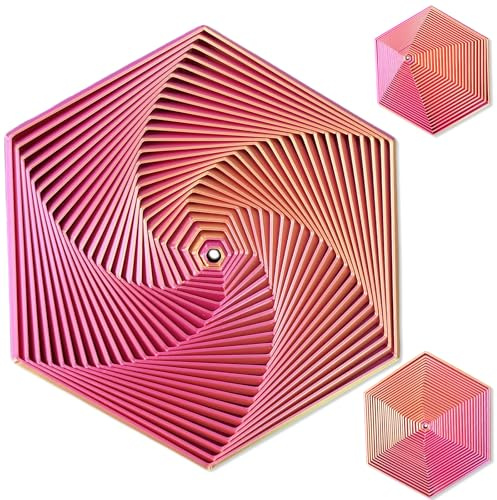 Echehi Gradient Fractal Fidget Hexagons für Kinder und Erwachsene, 3D Spiral Design zur Linderung von Angstzuständen, Antistress Spielzeug. Farbverlauf Rot