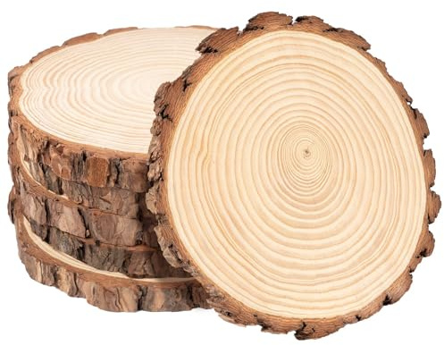 6er Set Baumscheiben 20 cm, Runde Holzscheibe 2cm Dick, Holzscheiben zum Basteln 20 cm(ca. 20-22cm), Große Baumscheiben für DIY-Basteleien, Hochzeit, Weihnachten & Tisch Deko