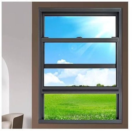 Schiebefenster Kippfenster, Horizontale Schiebefenster Mit Gehärtetem Glas, Mit Griff Aus Aluminium, Mobile Geschäftsschiebefenster Für Scheunen Und Garage(Schwarz,45X120CM)