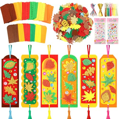 BuntWunder 36 Stück Herbst Bastelset, Herbst Basteln mit Kindern, Lesezeichen-Bastelset für Kinder ab 3 4 5 6 7 8 Jahren, DIY-Herbstdeko für Kinder, Geschenke für Mädchen und Jungen